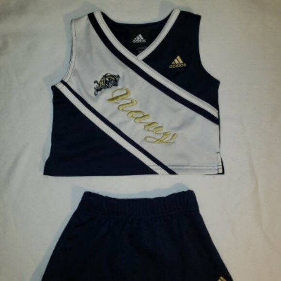 4T ADIDAS OFFICIAL USN GO NAVY CHEERLEADER CHEER TWO PIECE OUTFIT GIRLS TODDLER